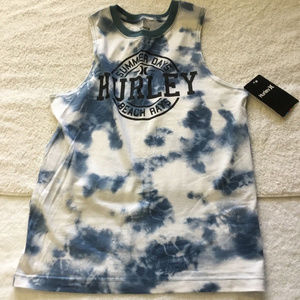 T-shirt Garçon Hurley Tie Dye - 100% Coton - Imprimé Sérigraphié à La Main - Col Rond Côtelé